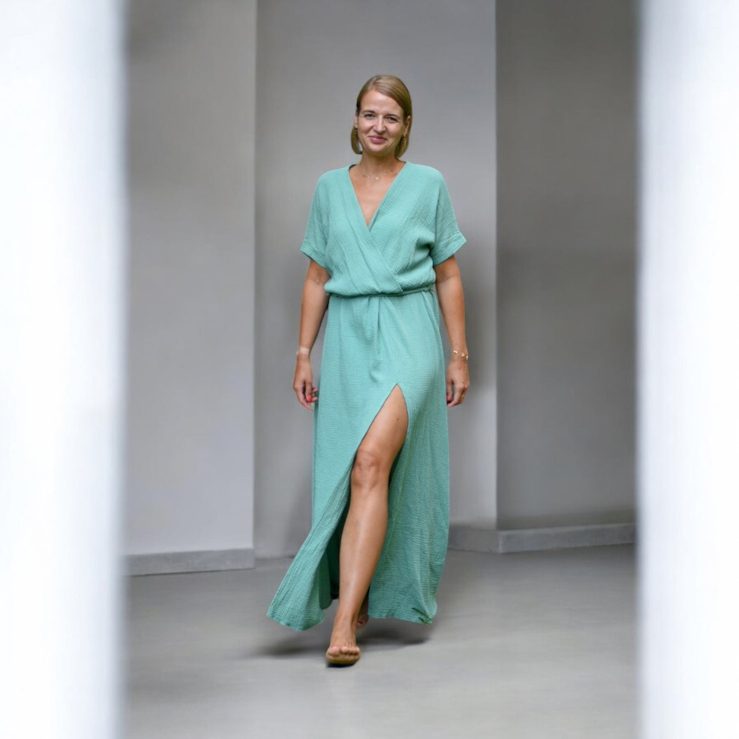 Maxikleid "Kati" aus Musselin bis Größe 46/48