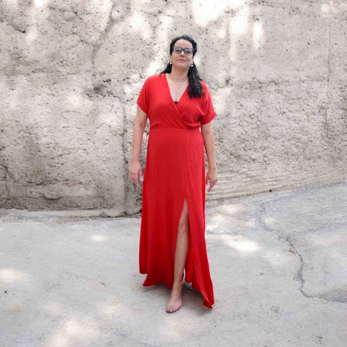 Maxikleid "Kati" aus Musselin bis Größe 46/48